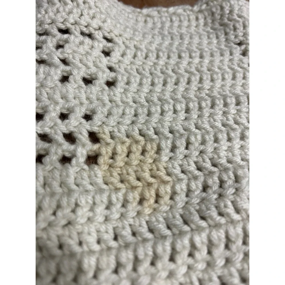 Handmade‎ Crochet Baby Blanket Cream Bows Stroller Crib Nursery Blanket